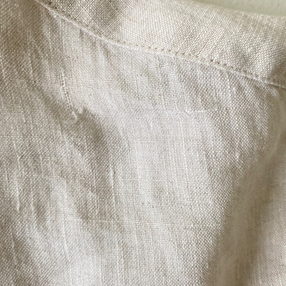 Threads by Bed Threads 100% Linen Button Down Shirt Oatmeal Beige Mens Size M - Picture 10 of 12